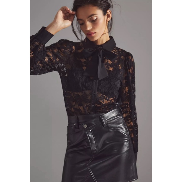 Anthropologie Dolan Sheer Lace Blouse NWT SIZE XLP - Picture 1 of 15